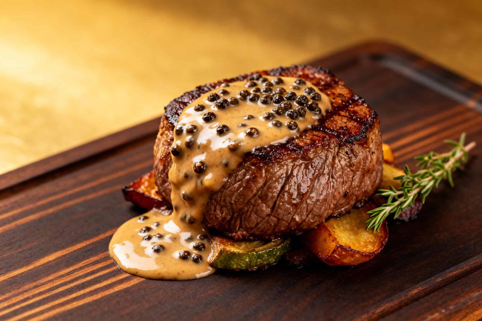 Filet Mignon with Peppercorn Cream