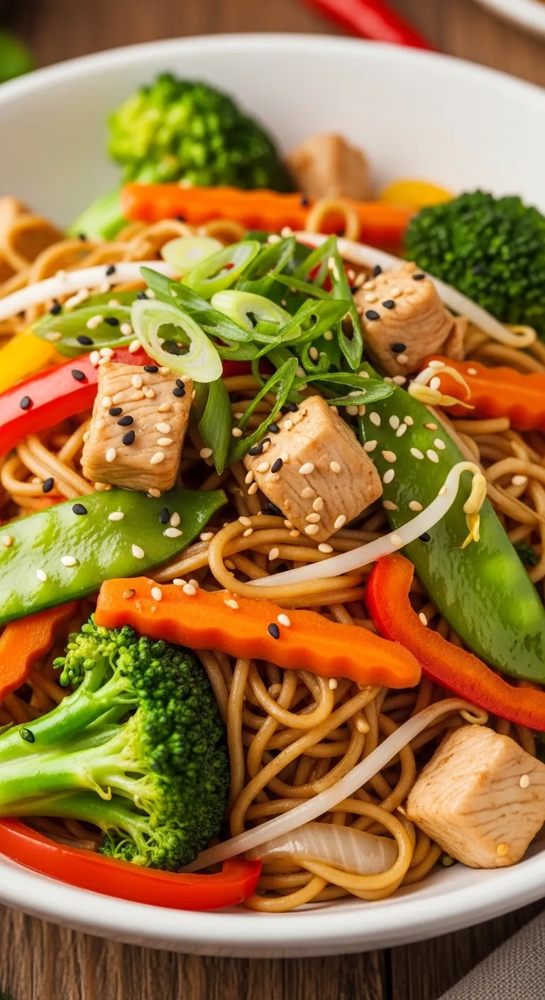 chicken lo mein with vegetables