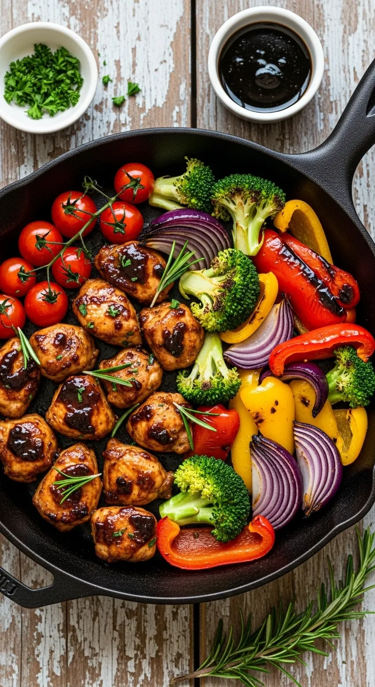 one pan balsamic chicken and veggies in oven