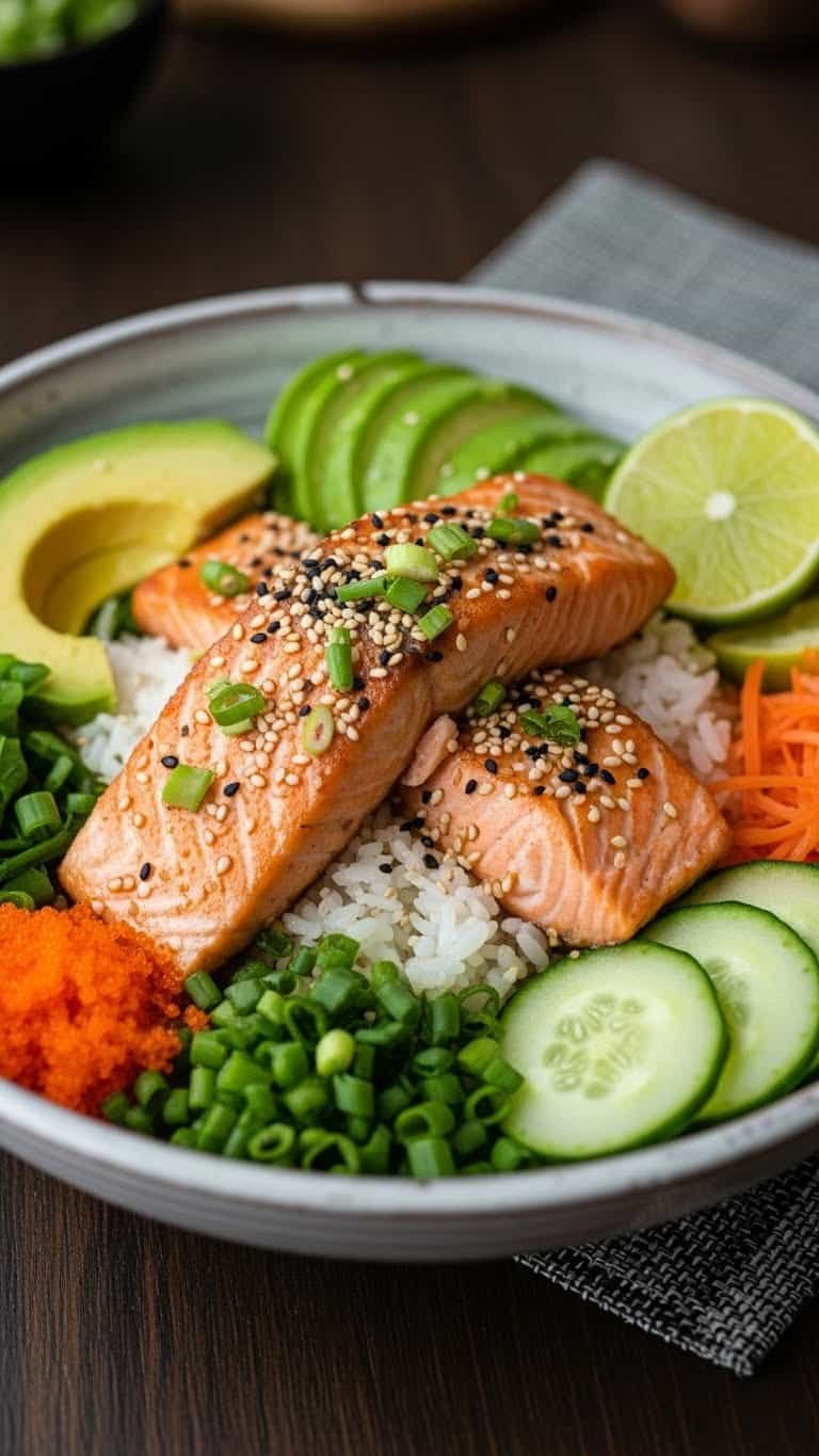 salmon rice bowl