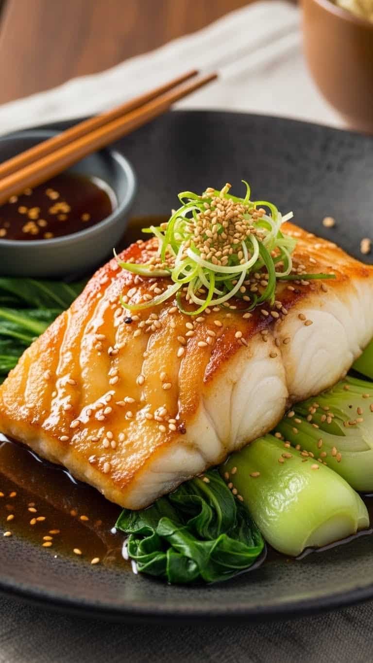 soy glazed cod with chilli garlic and ginger