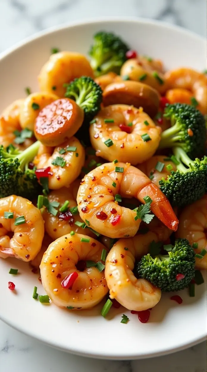 Garlic Shrimp Sausage and Broccoli