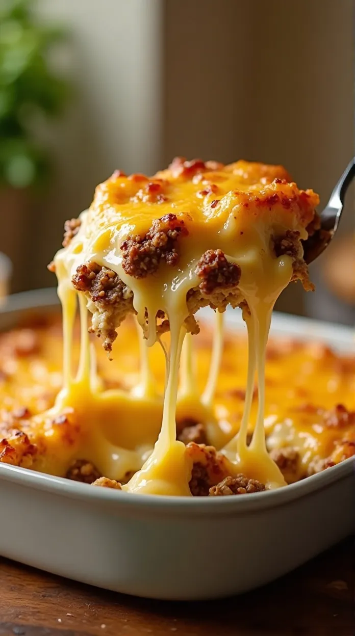 cheesy hamburger potato casserole slice