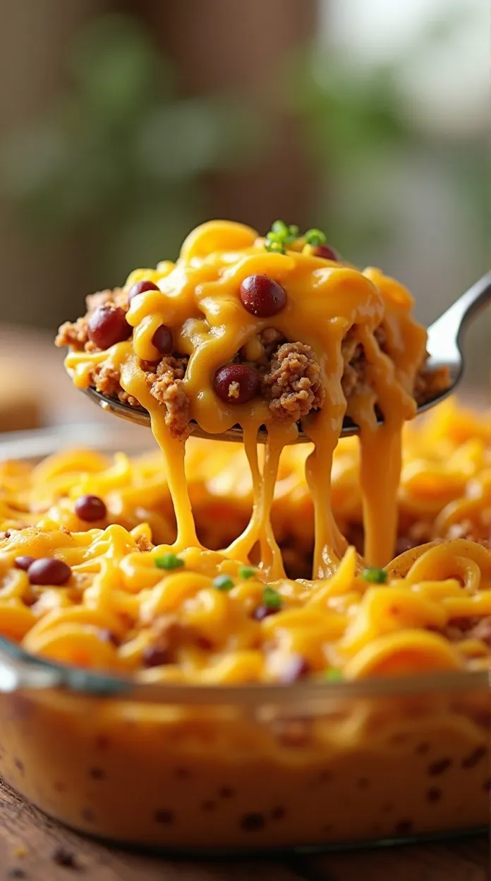 cheesy walking taco casserole scoop