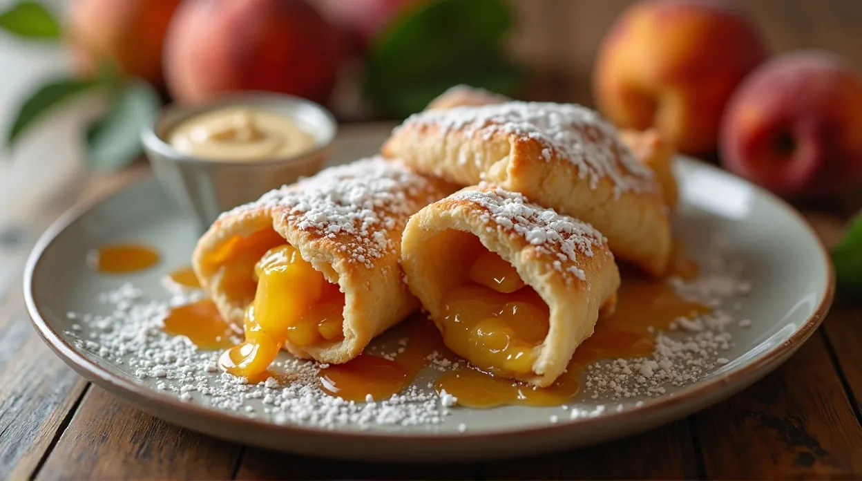 peach cobbler egg rolls
