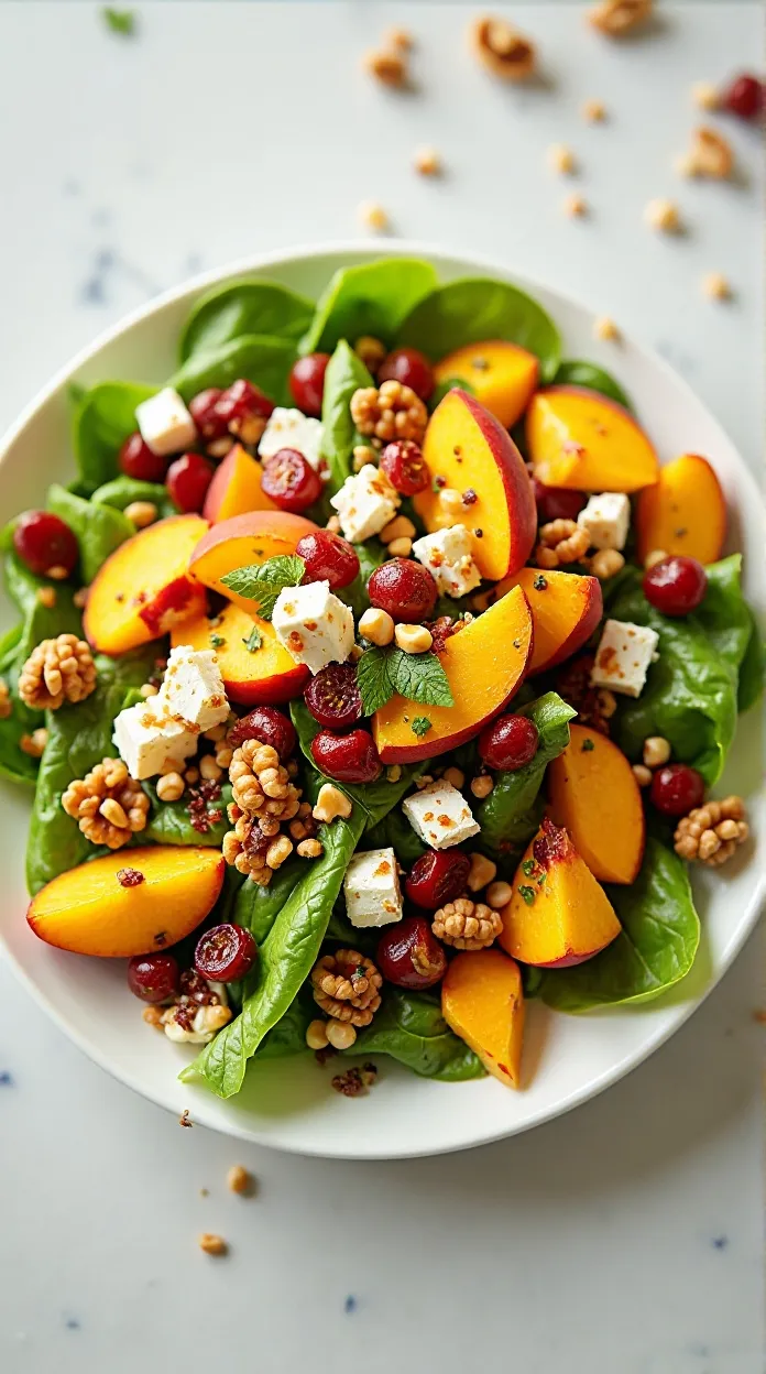 peach feta walnut salad