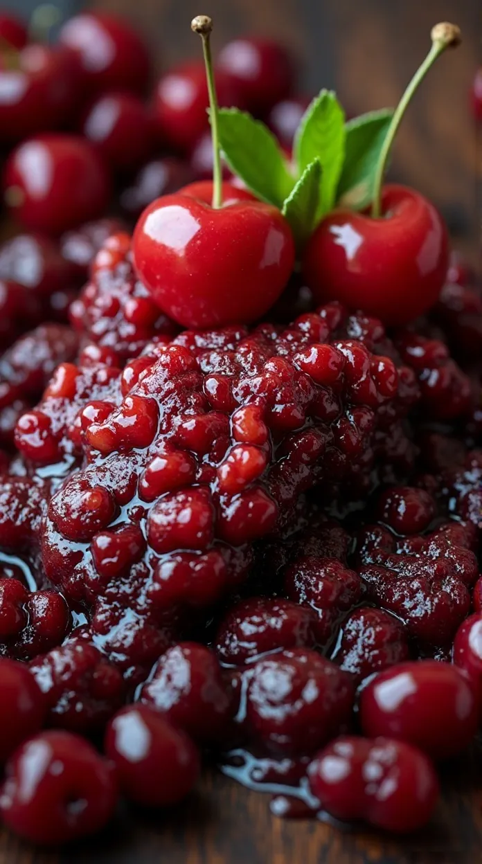 warm cherry cobbler scoop