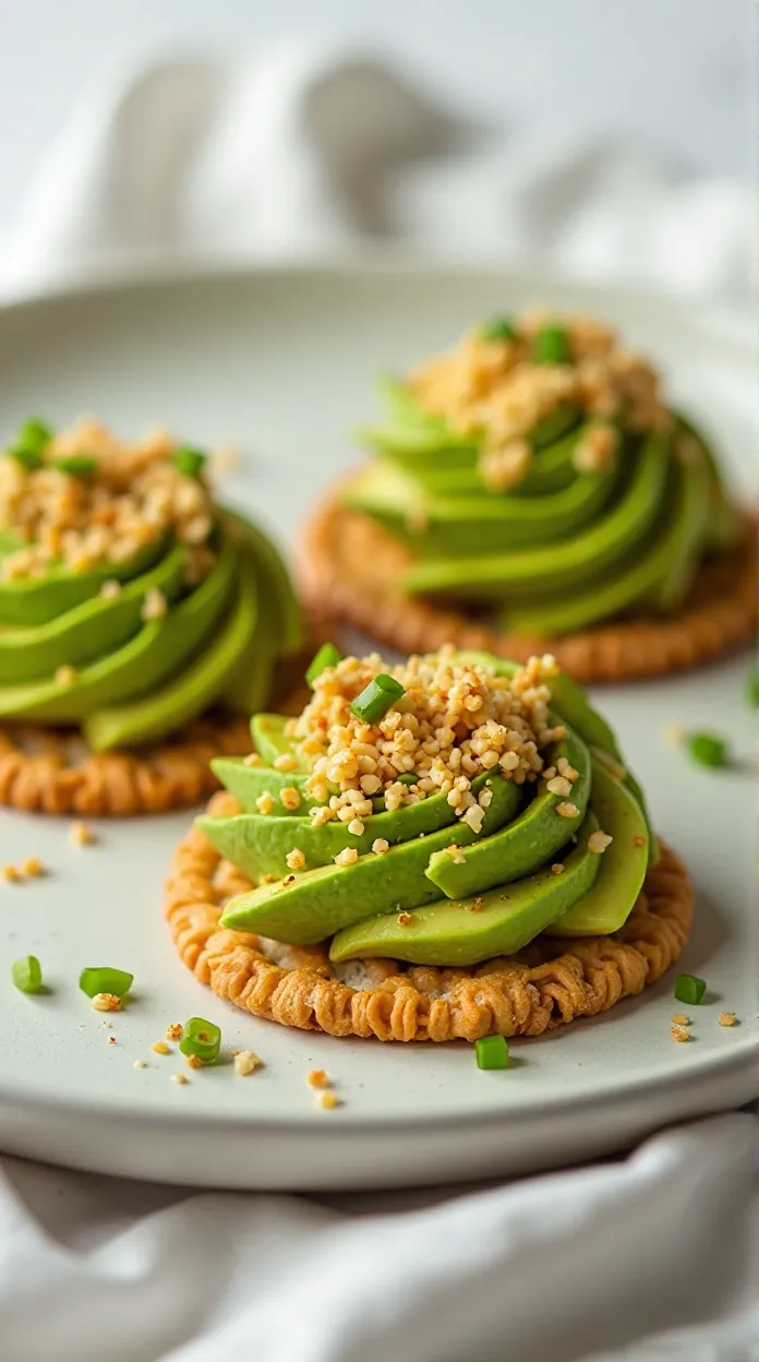 Avocado Toast Bites on Rice Crackers