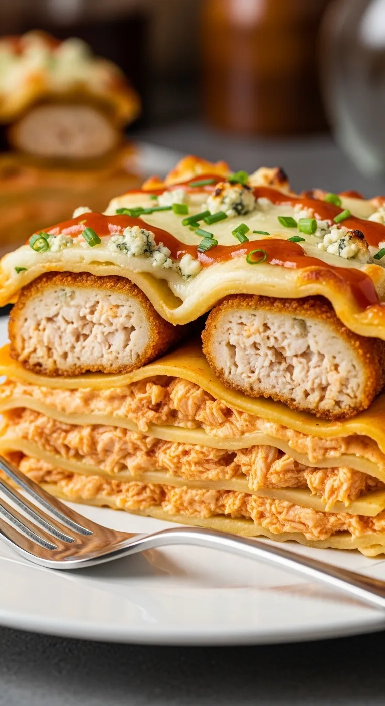 Buffalo Chicken Dumpling Lasagna
