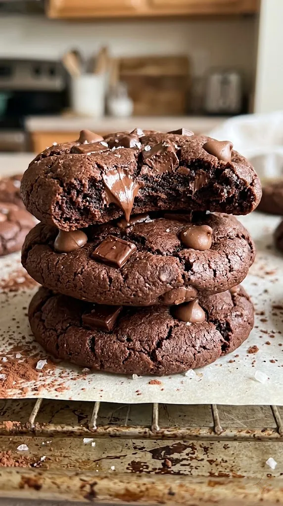 Chewiest Triple Chocolate Cookies