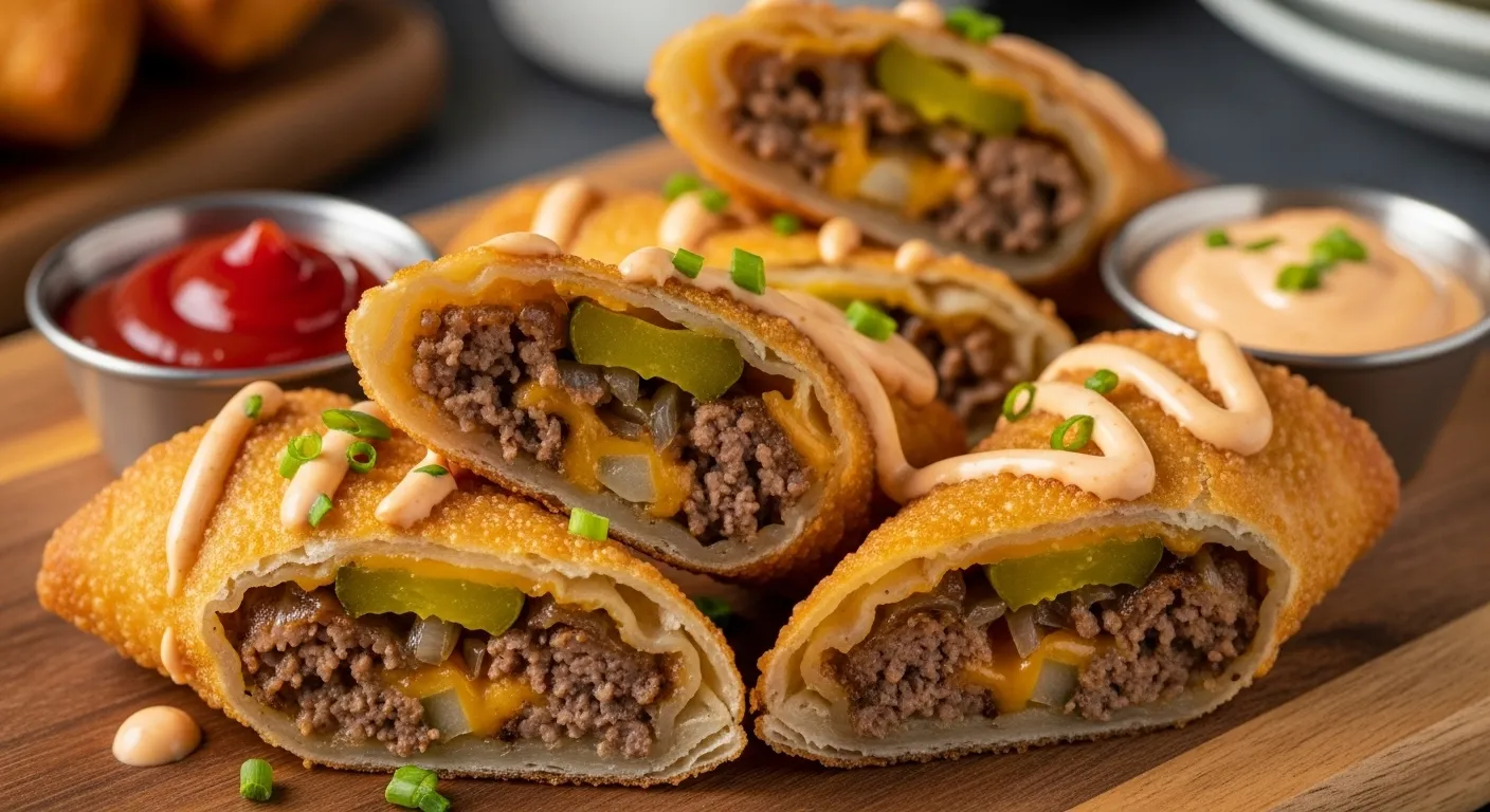 Loaded Cheeseburger Egg Rolls