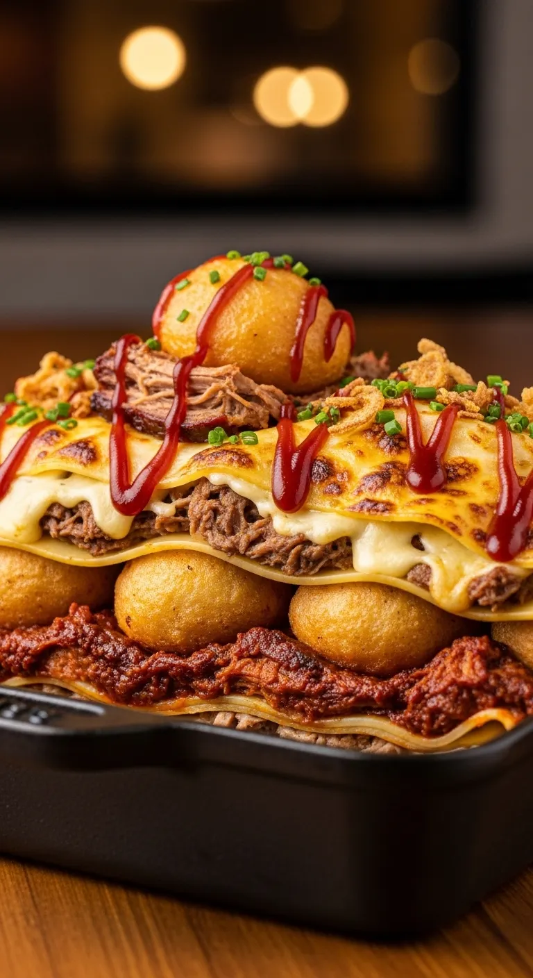 Pulled Pork BBQ Dumpling Lasagna