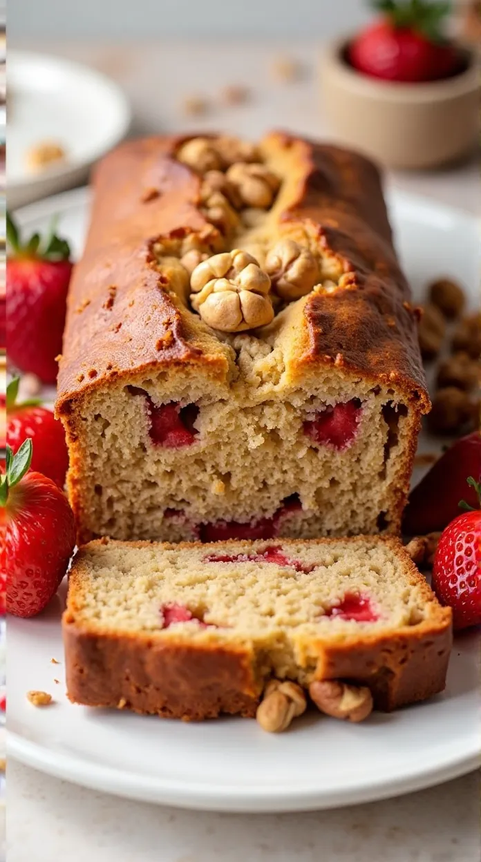 Strawberry Banana Bread with Walnuts