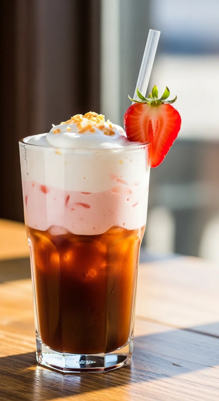 Strawberry Coconut Cold Foam Iced Espresso