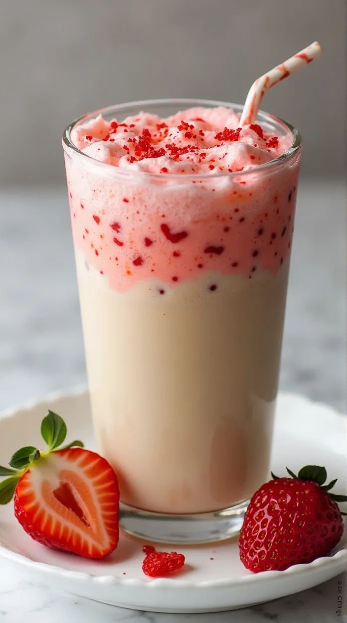Strawberry Cold Foam Iced Matcha Latte