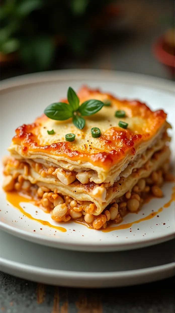 Thai Peanut Chicken Dumpling Lasagna