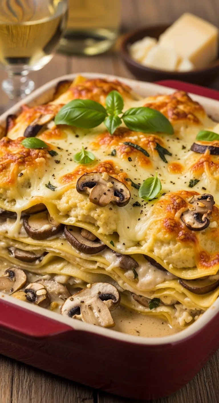 White Wine Mushroom and Ricotta Dumpling Lasagna