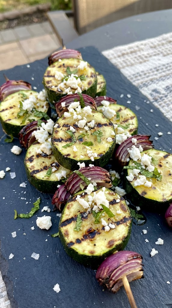 Charred Zucchini and Feta Skewers
