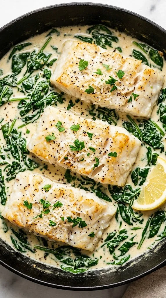 Creamy Cod with Spinach