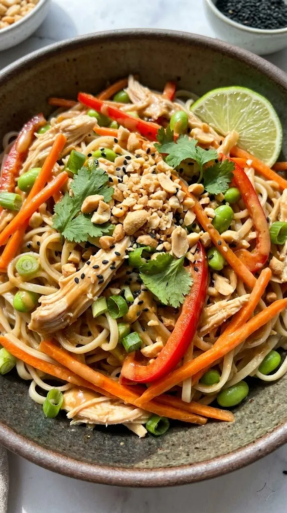 Crunchy Peanut Chicken Noodle Salad