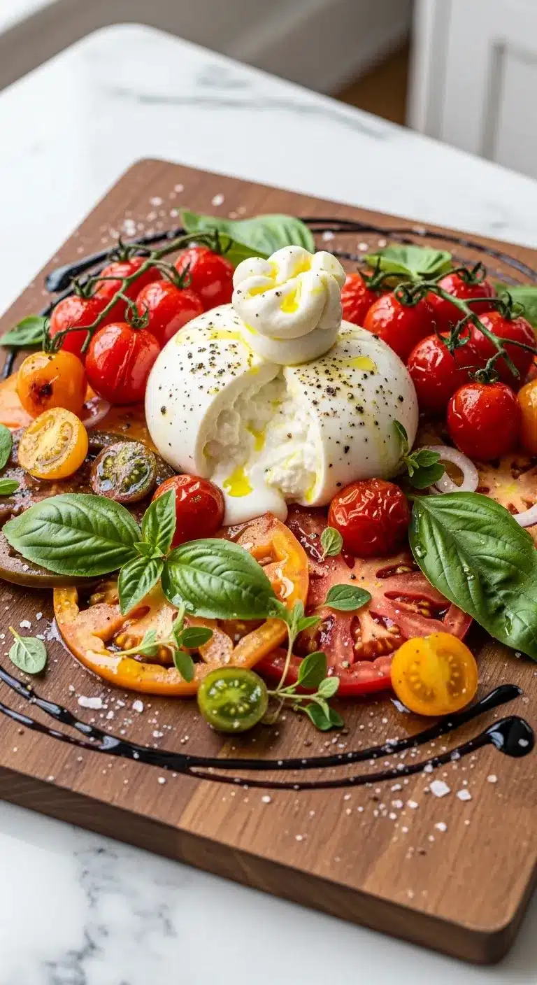 Elevated Caprese with Blistered Tomatoes and Burrata