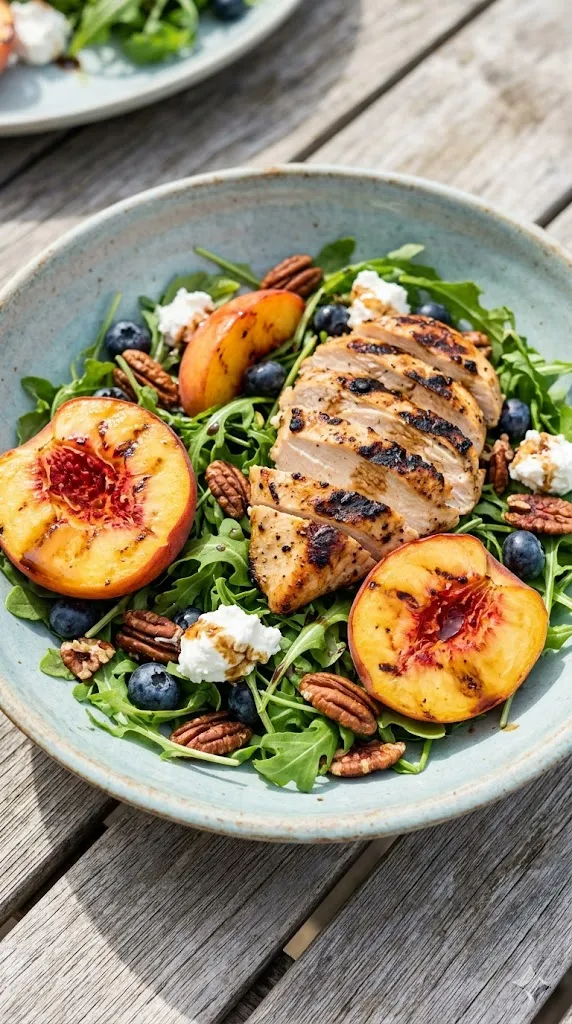 Grilled Chicken Peach Summer Salad