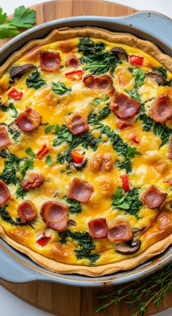 Keto Crustless Quiche with Bacon & Cheese