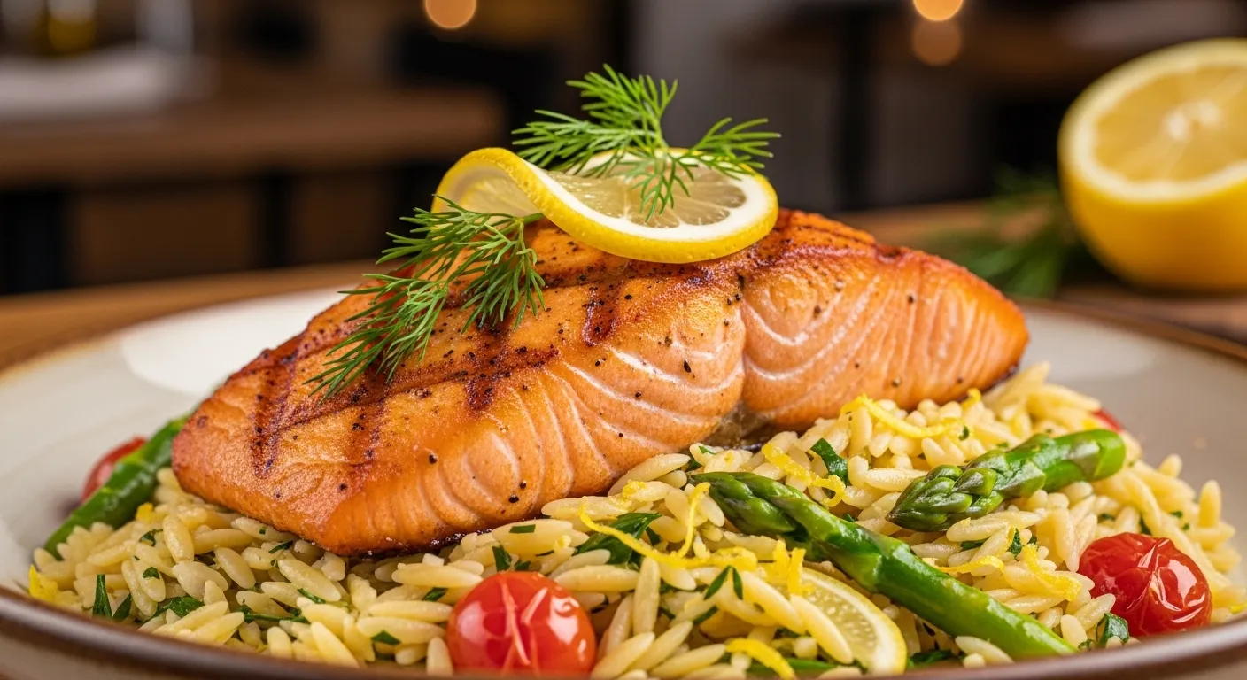 Salmon with Lemon Orzo