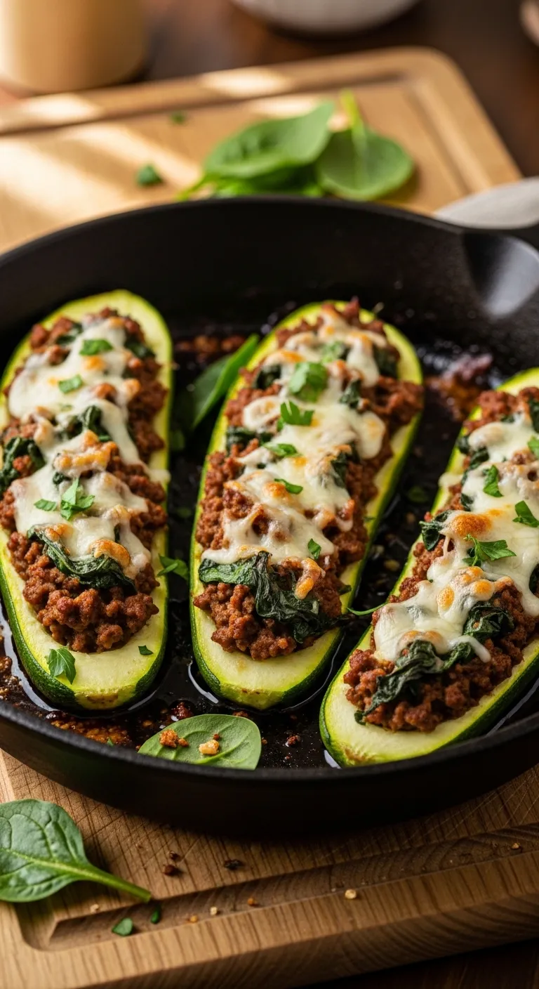 Spinach Stuffed Zucchini Boats
