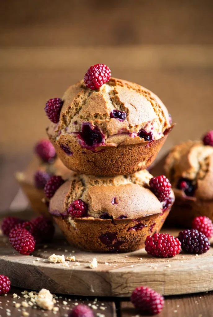 Fluffy Vegan Mulberry Muffins
