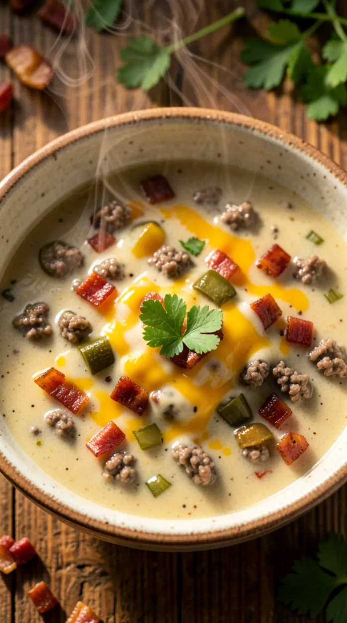 Loaded Bacon Cheeseburger Soup
