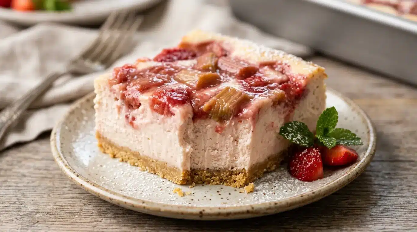 Strawberry Rhubarb Cheesecake Bars