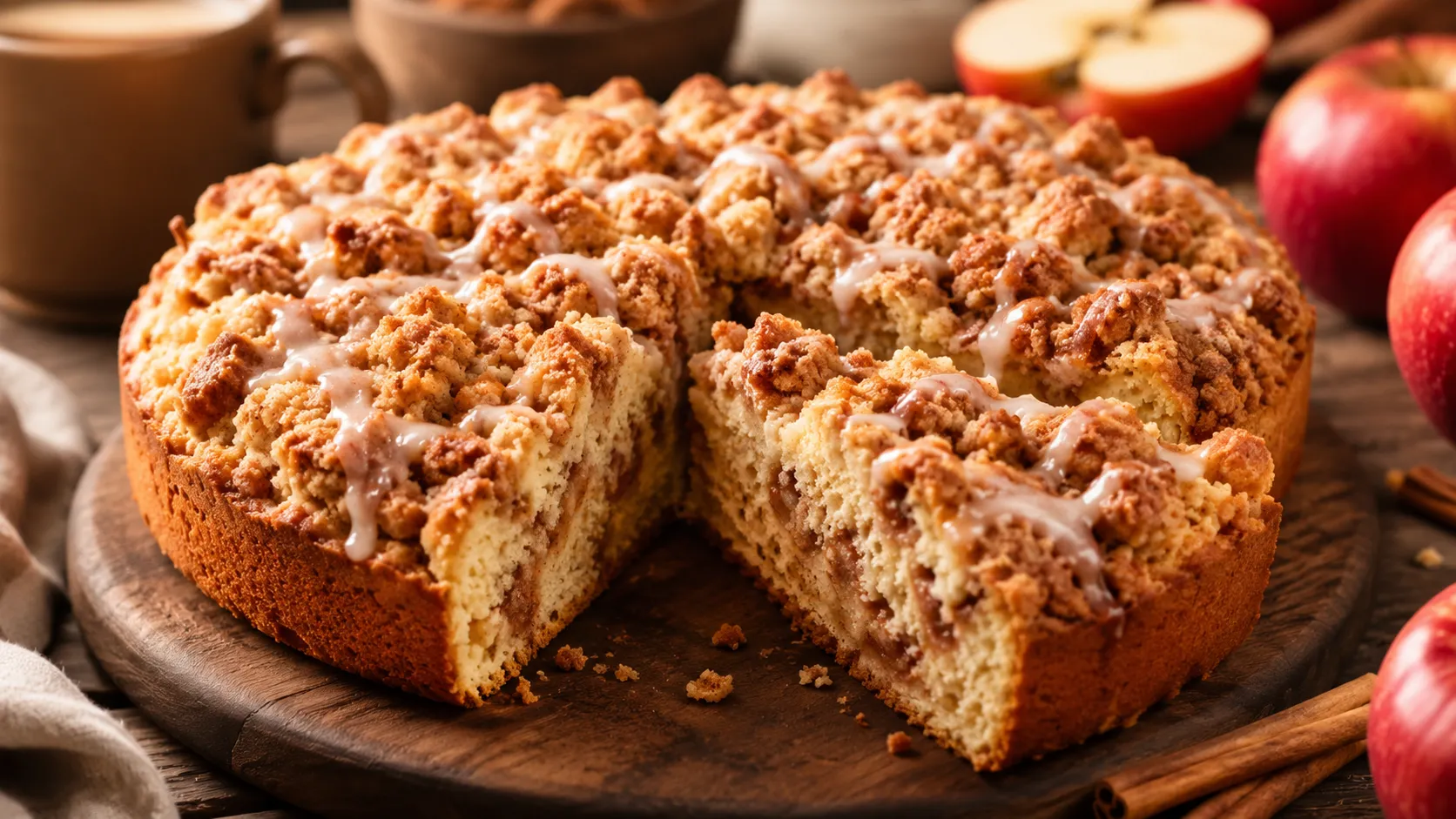Cinnamon Apple Coffee Cake with Streusel
