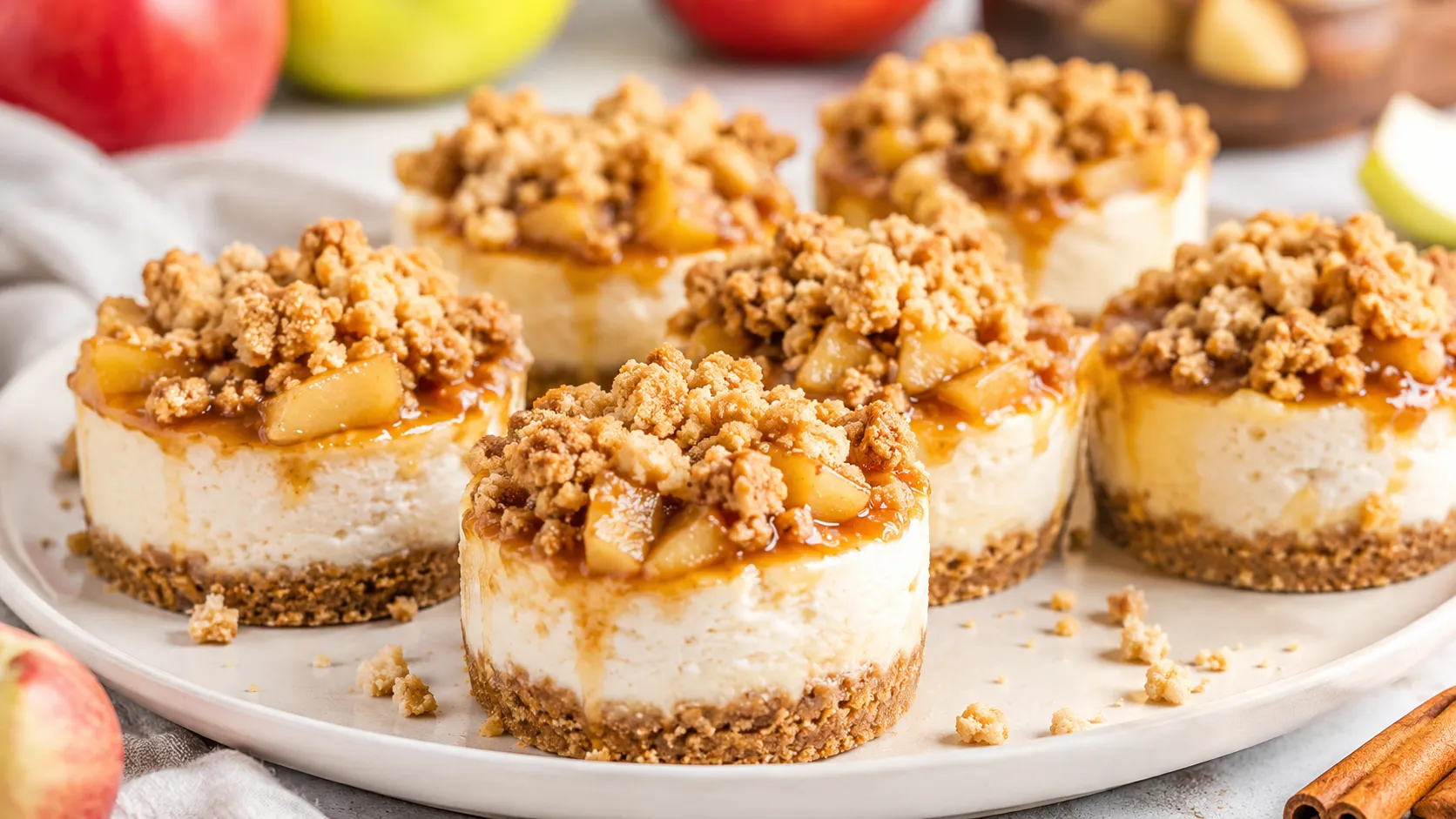 Easy Apple Crisp Mini Cheesecakes