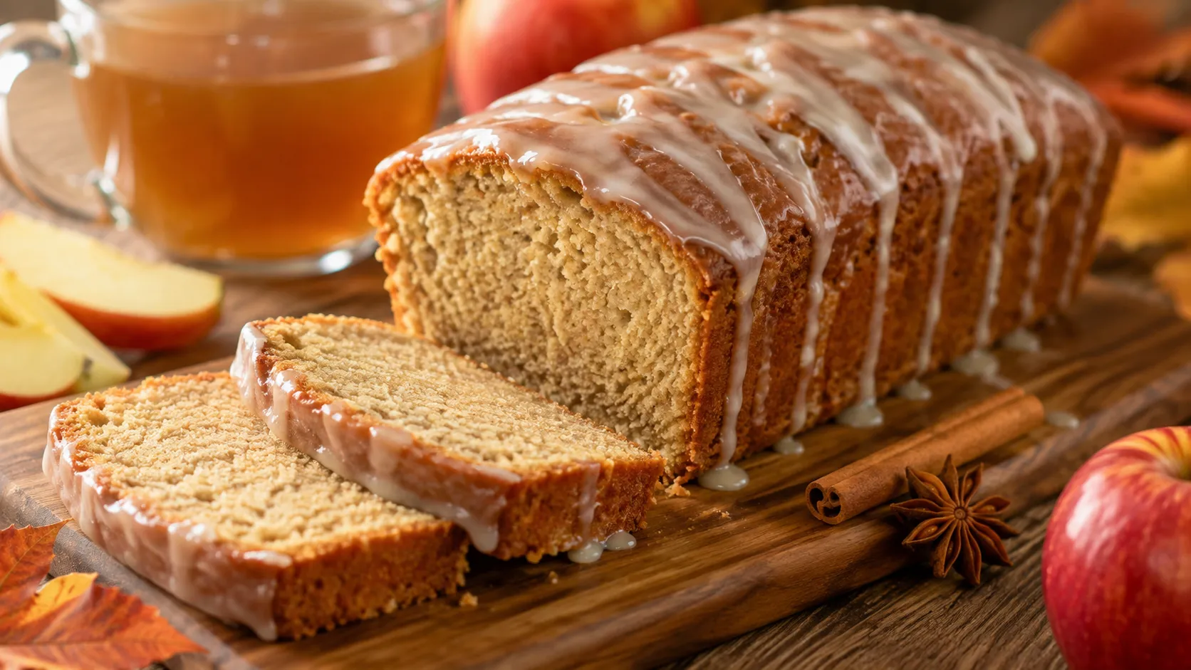 Apple Cider Glazed Loaf Cake