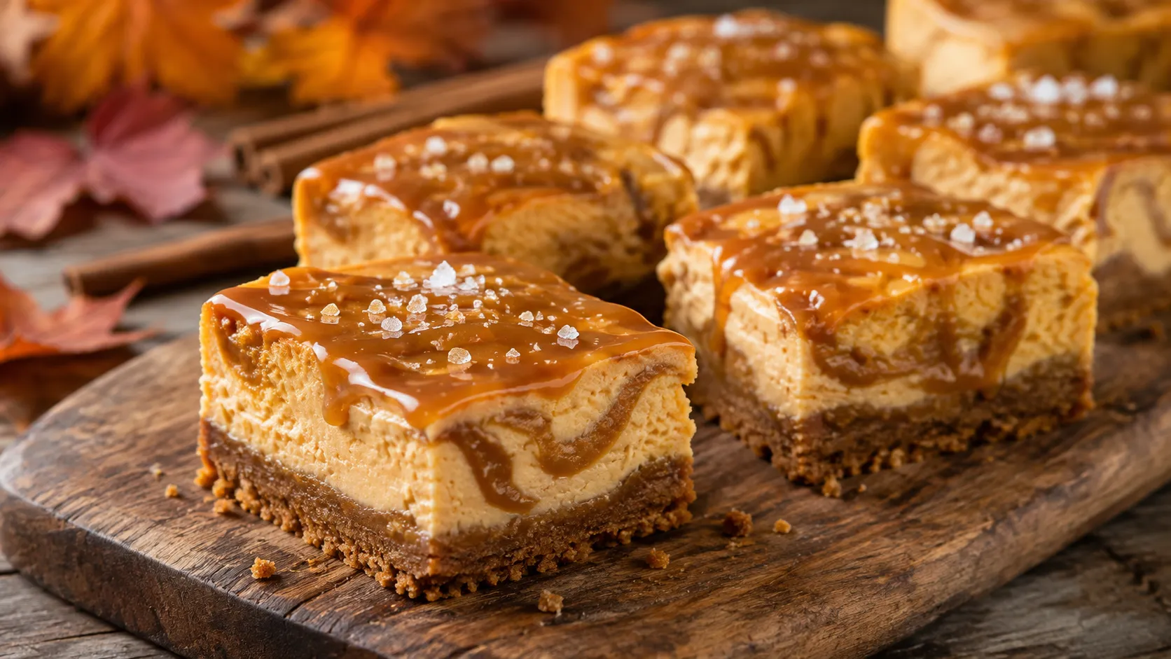 Caramel Pumpkin Cheesecake Bars