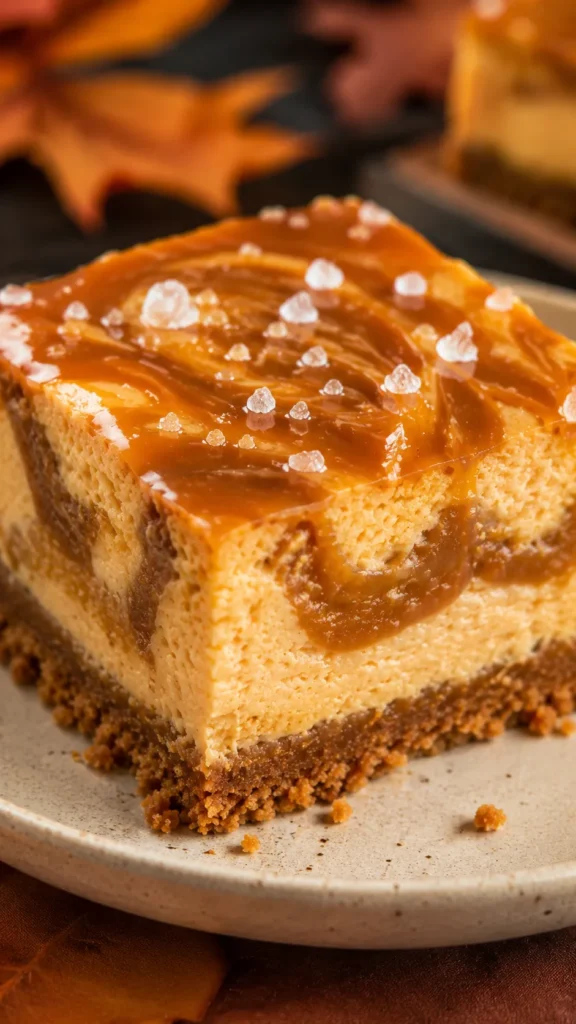 Easy Caramel Pumpkin Cheesecake Bars
