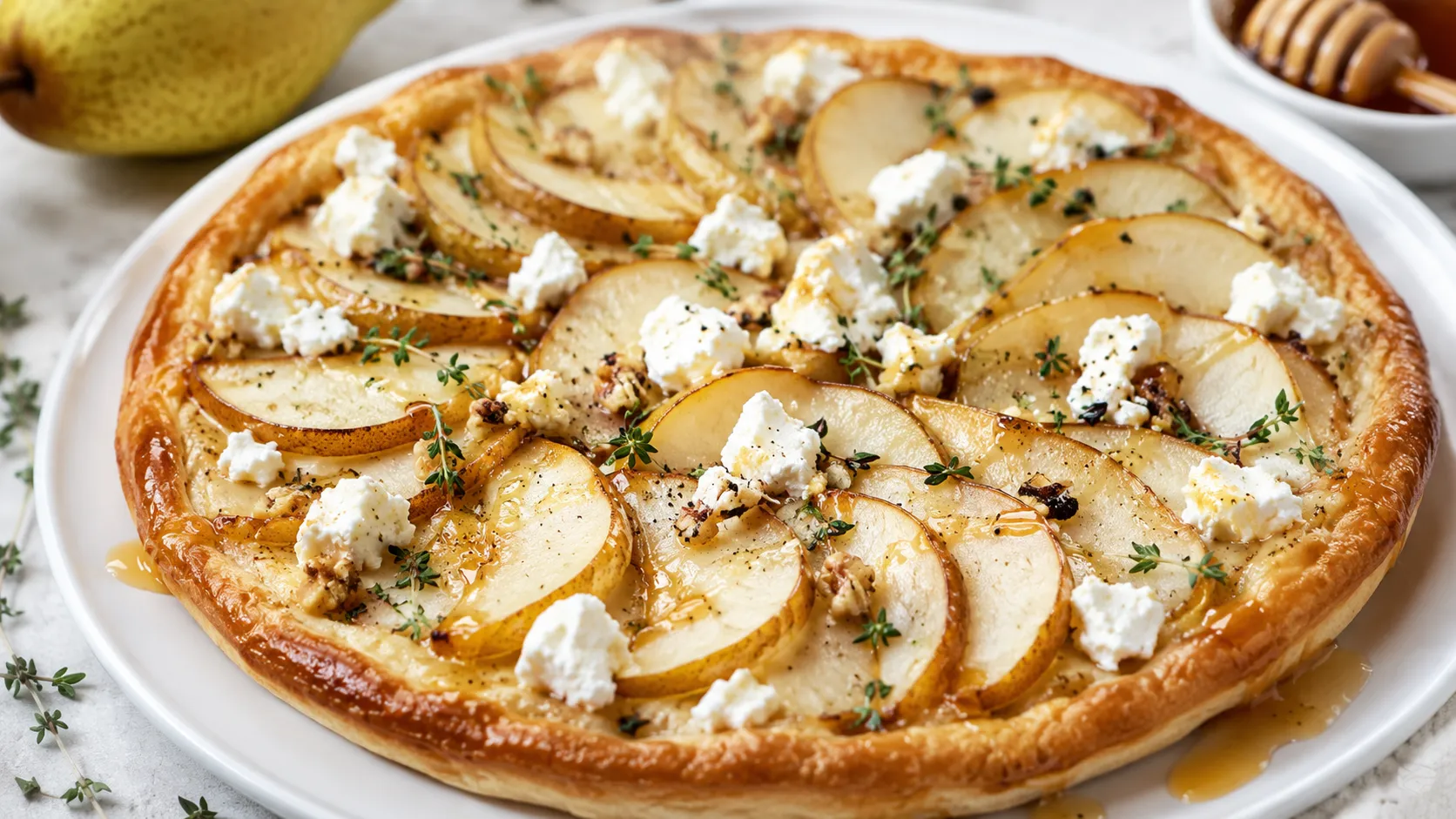 Easy Pear Tart with Goat Cheese and Honey