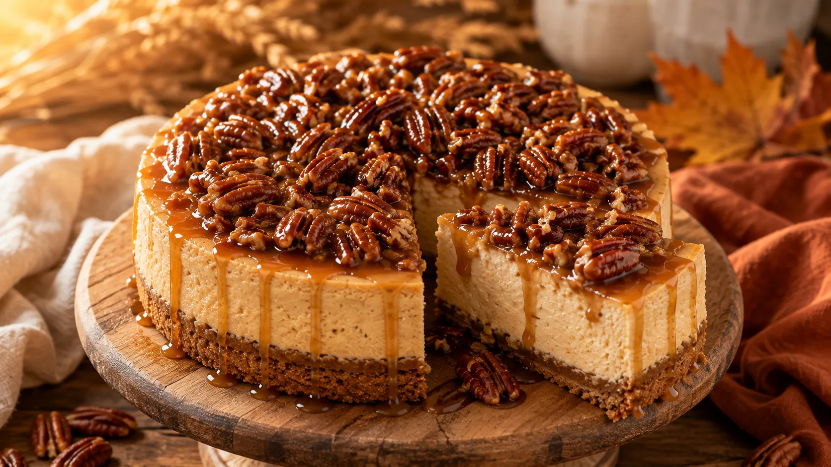 Maple Pecan Cheesecake for Fall