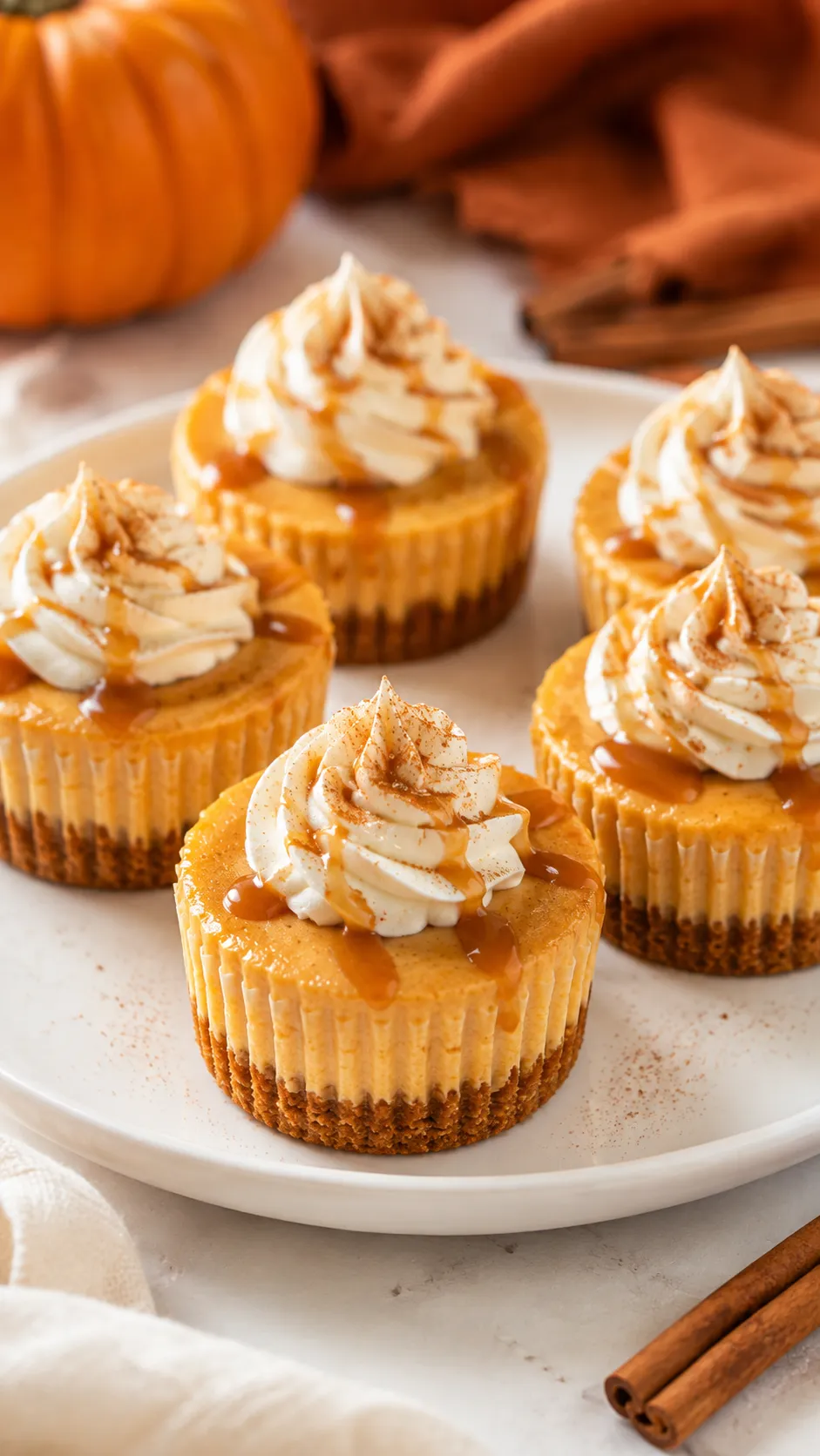 Mini Pumpkin Cheesecakes with Graham Cracker Crust