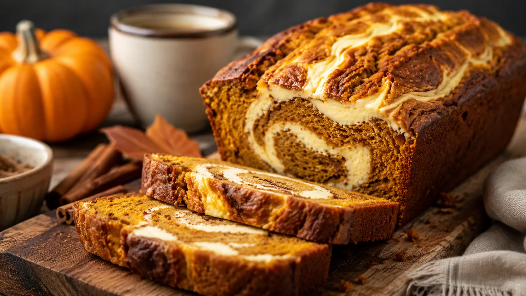 Pumpkin Cream Cheese Swirl Bread