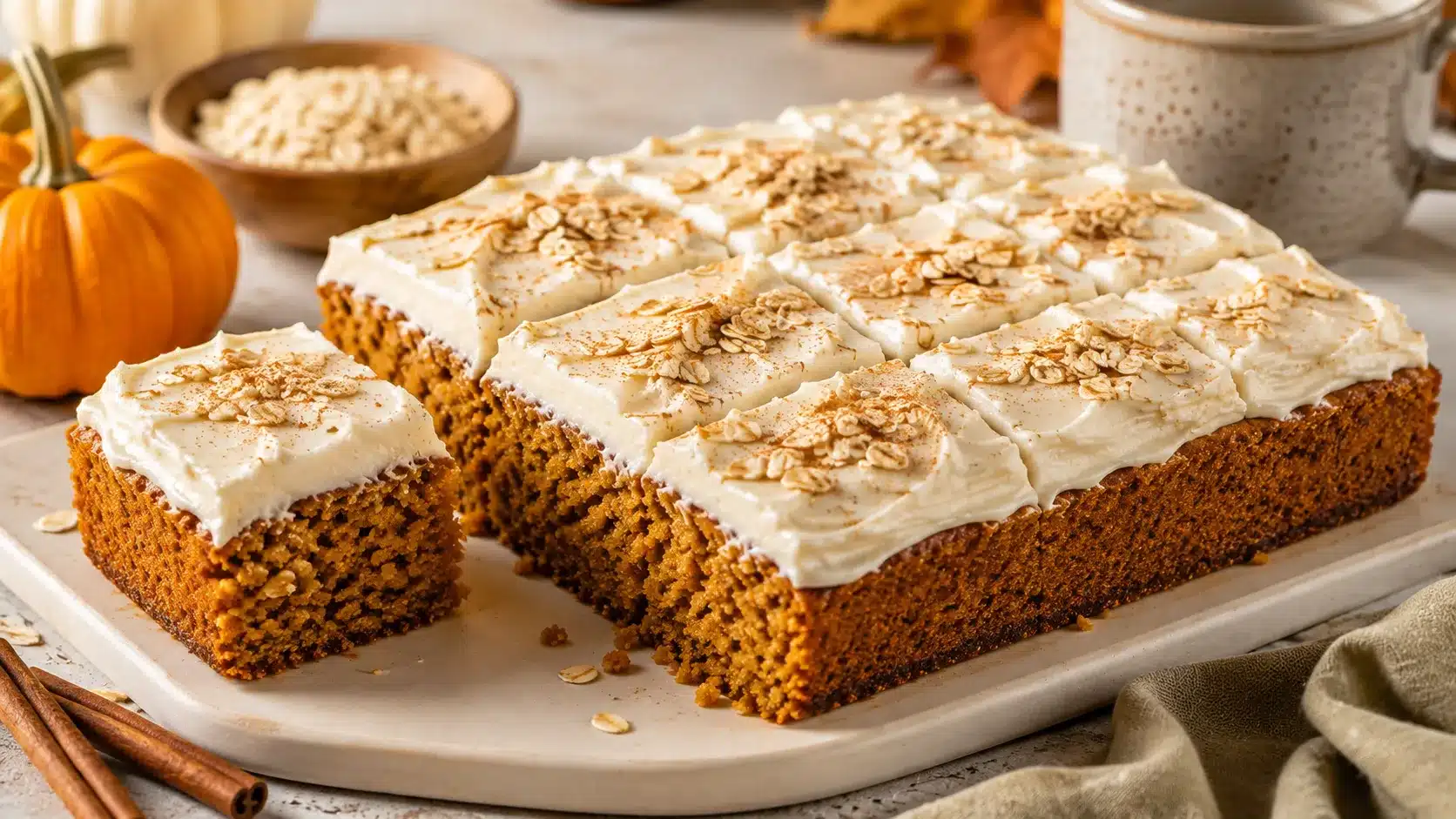 Pumpkin Oatmeal Snack Cake