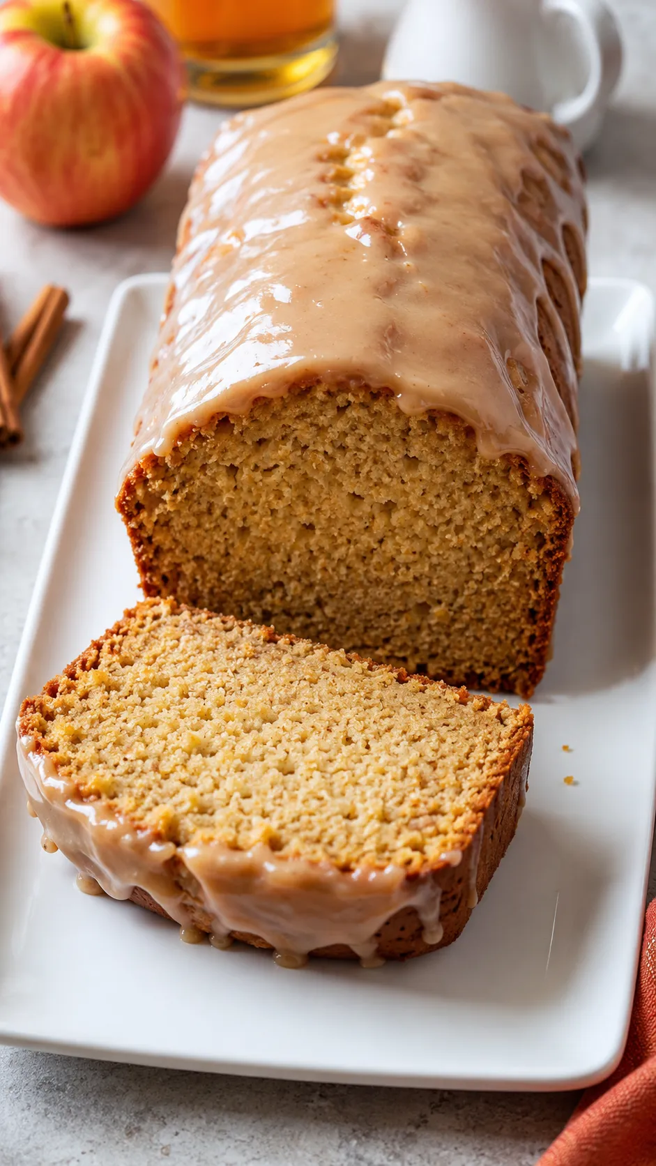 easy apple cider glazed loaf cake