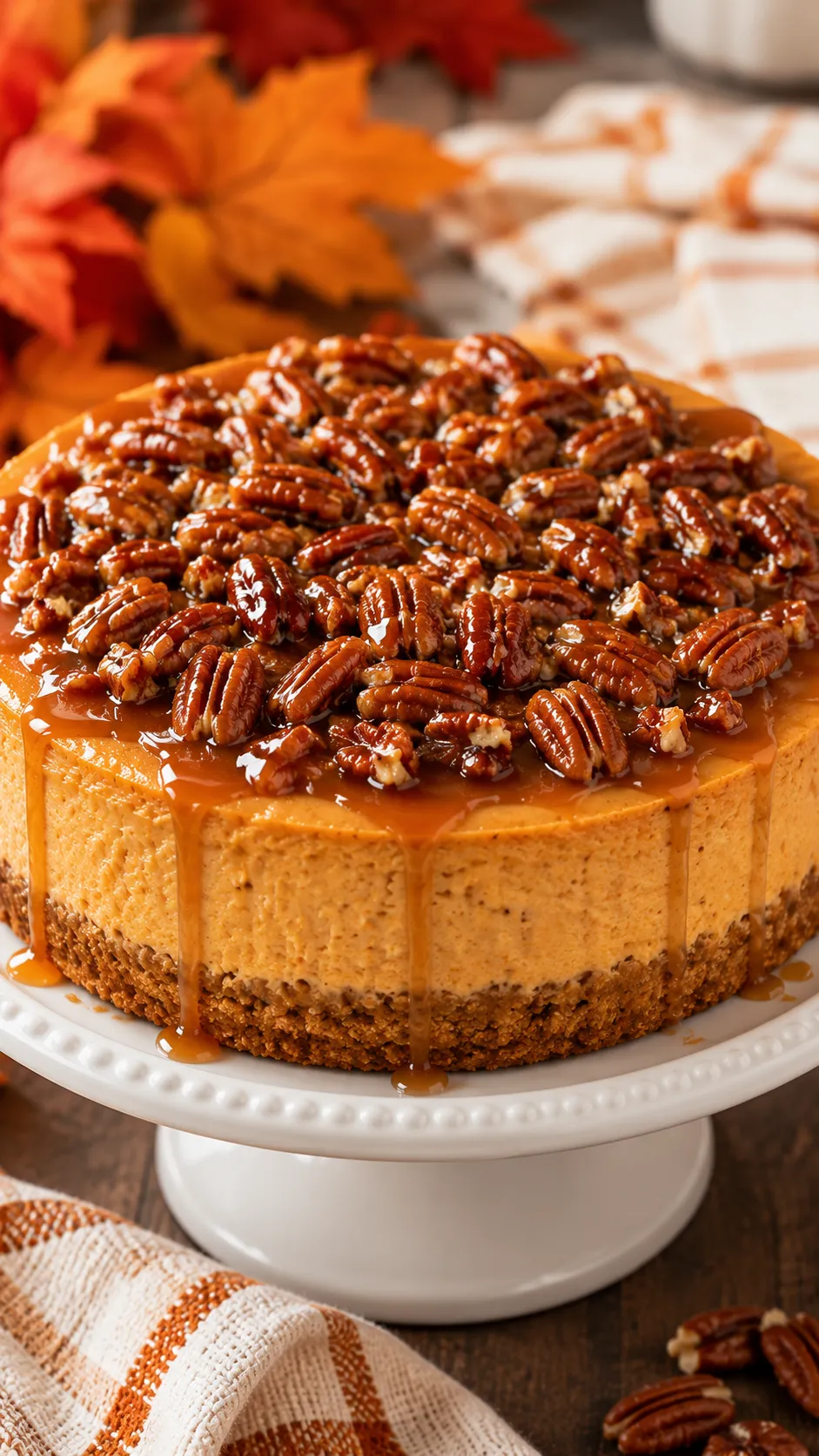 full cheesecake on a cake stand