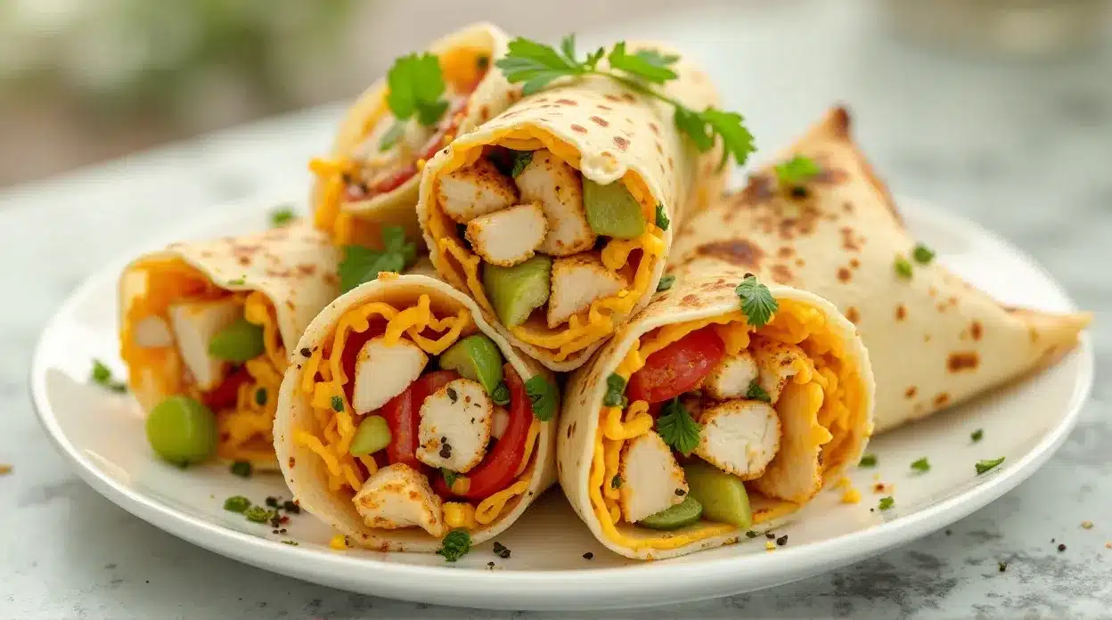 Cheesy Garlic Chicken Wraps