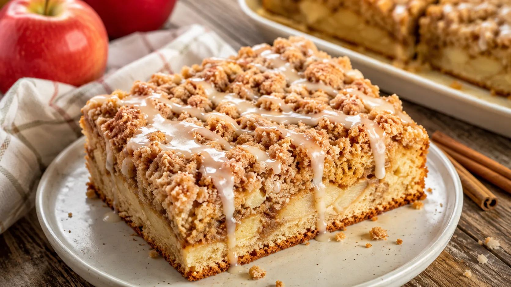 Apple Crumb Cake with Cinnamon Drizzle Recipe