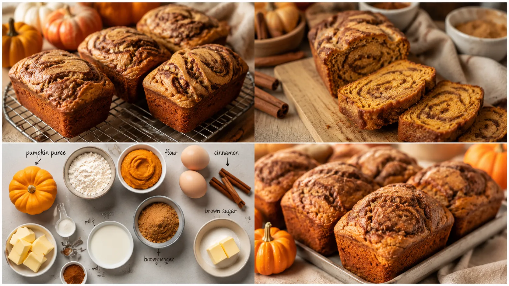 Mini Pumpkin Bread with Cinnamon Swirl