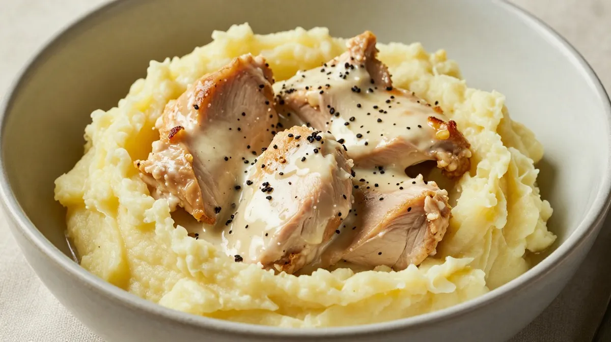creamy chicken and mashed potatoes